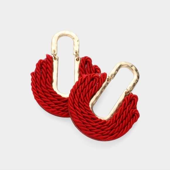 NWT Rope Embellished Abstract Earrings - Picture 1 of 1